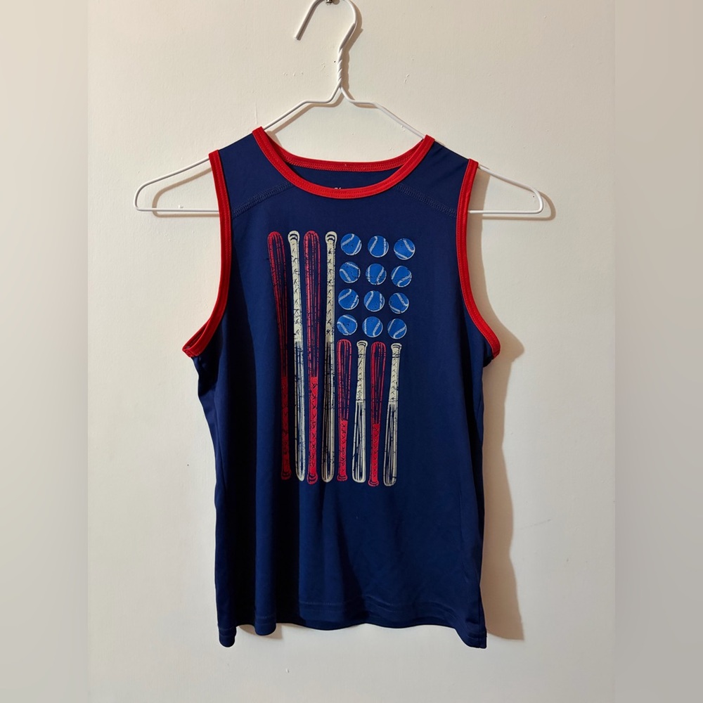 Boys bcg Small 8 Patriotic Baseball Tank Top - Blue and Red Tote9
